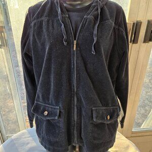 Lands’ End Size M 10-12 Black Corduroy Zip Jacket